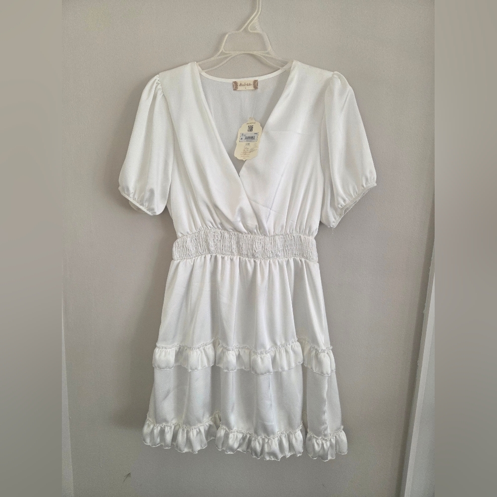50% Off - NWT Altar'd State White Ruffle Dress - Make an Offer